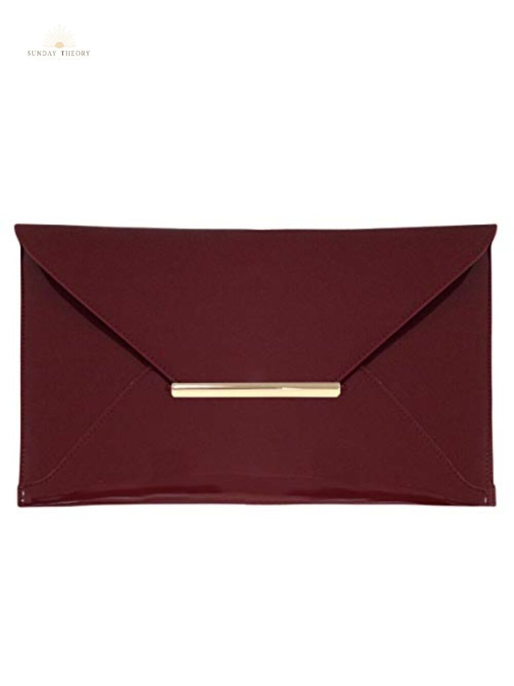 Faux Patent Leather Envelope Clutch with Detachable Chain